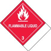 DOT Shipping Labels: Hazard Class 3: Flammable Liquid w/ ID Tab