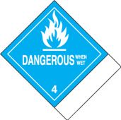 Proper Shipping Name Label: Hazard Class 4 - Dangerous When Wet