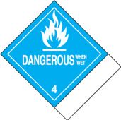 Proper Shipping Name Label: Hazard Class 4 - Dangerous When Wet