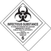 Proper Shipping Name Label: Hazard Class 6 - Infectious Substance