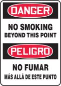 Spanish Bilingual OSHA Danger Smoking Control Sign: No Smoking Beyond This Point