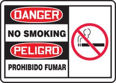 Spanish Bilingual OSHA Danger Smoking Control Sign: No Smoking