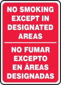 Bilingual Smoking Control: No Smoking Except In Designated Areas (English, Español)