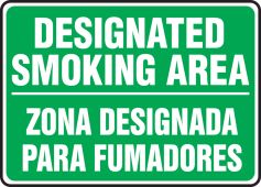 Bilingual Safety Sign: Designated Smoking Area