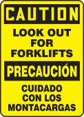 Bilingual OSHA Caution Safety Sign: Look Out For Forklifts