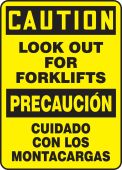 Bilingual OSHA Caution Safety Sign: Look Out For Forklifts
