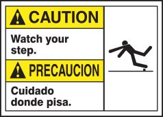 BILINGUAL ANSI SIGN - SLIPS, TRIPS, FALLS