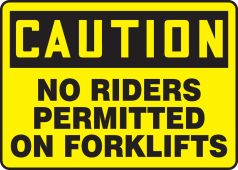 OSHA Caution Safety Sign: No Riders Permitted On Forklifts