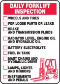 Daily Forklift Inspection Safety Sign: Wheels and Tires