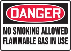 OSHA Danger Safety Sign: No Smoking Allowed - Flammable Gas In Use