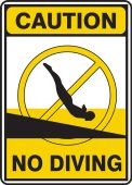 ANSI Caution Safety Sign: No Diving