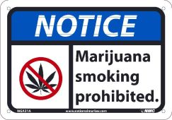 NOTICE MARIJUANA SMOKING PROHIBITED SIGN
