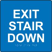 ADA Braille Tactile Sign: Exit Stair Down