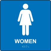 ADA Braille Tactile Restroom Sign: Women