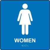 ADA Braille Tactile Restroom Sign: Women