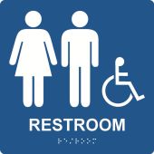 ADA Braille Tactile Sign: Handicap Accessible Unisex Restroom (Square)