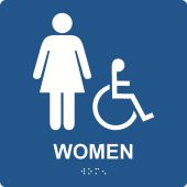 ADA Braille Tactile Sign: Handicap Accessible Women's Restroom (Square)