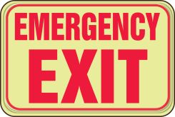 Glow-In-The-Dark Safety Sign: Emergency Exit