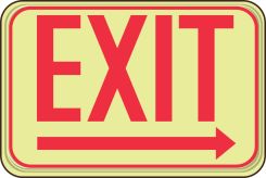 Glow-In-The-Dark Safety Sign: Exit (Right Arrow)