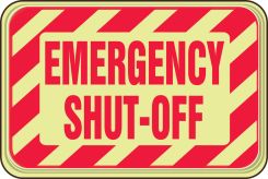 Glow-In-The-Dark Safety Sign: Emergency Shut-Off