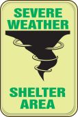 Glow-In-The-Dark Safety Sign: Severe Weather Shelter Area