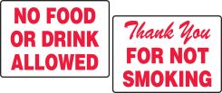 Tabletop Sign: No Food Or Drink - Thank You For Not Smoking