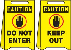 OSHA Caution Reversible Fold-Ups® Floor Sign: Do Not Enter - Keep Out