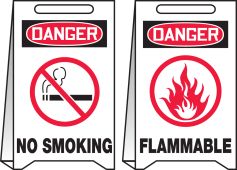 OSHA Danger Reversible Fold-Ups® Floor Sign: No Smoking - Flammable