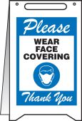 Fold-Ups® Safety Sign: Please Wear Face Covering Thank You