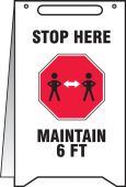 Fold-Ups® Safety Sign: Stop Here Maintain 6 FT