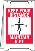Fold-Ups® Safety Sign: Keep Your Distance Maintain 6 FT