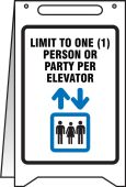 Fold-Ups® Safety Sign: Limit To One Person or Party Per Elevator