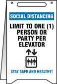 Fold-Ups® Safety Sign: Social Distancing Limit To One Person Or Party Per Elevator Stay Safe And Healthy