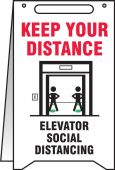 Fold-Ups® Safety Sign: Keep Your Distance Elevator Social Distancing
