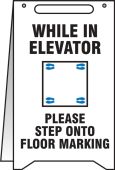 Fold-Ups® Safety Sign: While In Elevator Please Step Onto Floor Marking