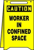 OSHA Caution Fold-Ups® Floor Sign: Worker In Confined Space