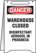 Fold-Ups® OSHA Danger Safety Sign: Warehouse Closed Disinfectant Aerosol In Progress