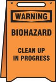 Fold-Ups® OSHA Warning Safety Sign: Biohazard Clean Up In Progress