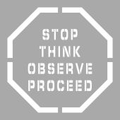 Floor Marking Stencil: Stop Think Observe Proceed
