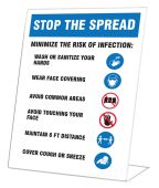 Countertop Signs: Stop The Spread Minimize The Risk Of Infection Wash Or Sanitize Your Hands Wear Face Covering Avoid Common Areas ...