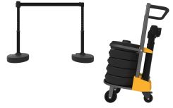 Mobile Banner Stake Stanchion Cart: Black Belt