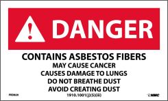 DANGER CONTAINS ASBESTOS FIBERS DUST WARNING LABEL