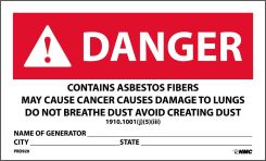 DANGER CONTAINS ASBESTOS FIBERS GENERATOR INFO WARNING LABEL