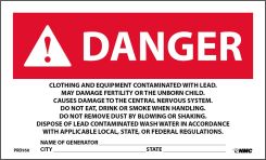 DANGER CONTAMINATED WITH LEAD GENERATOR INFO WARNING LABEL