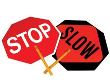 Paddle Sign: Stop / Slow with Wooden Handle