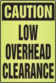 OSHA Caution Fluorescent Alert Sign: Low Overhead Clearance