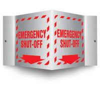 Brushed Aluminum 3D Projection™ Signs: Emergency Shut-Off