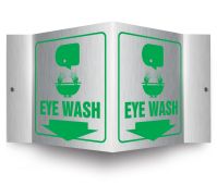 Brushed Aluminum 3D Projection™ Signs: Eye Wash