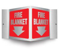 Brushed Aluminum 3D Projection™ Signs: Fire Blanket