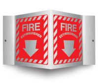 Brushed Aluminum 3D Projection™ Sign: Fire Extinguisher